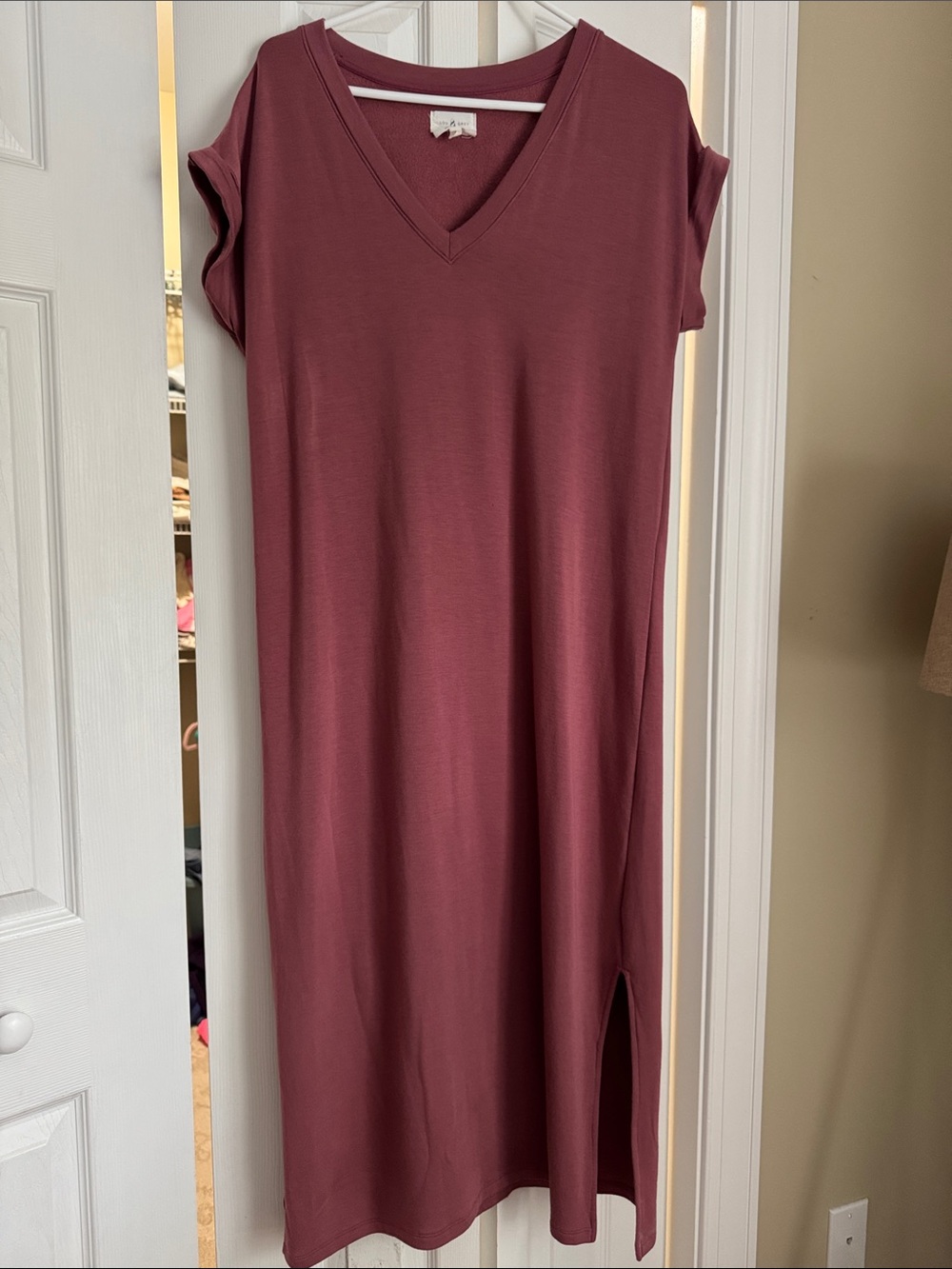 Lou & Grey V-Neck Maxi Dress in Dusty Rose